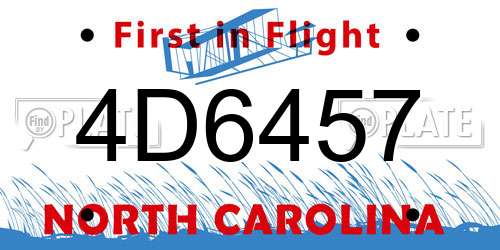 4D6457 North Carolina License Plate