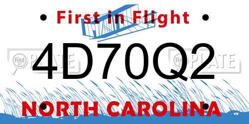 4D70Q2 North Carolina License Plate