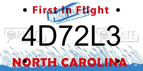4D72L3 North Carolina License Plate