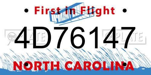 4D76147 North Carolina License Plate
