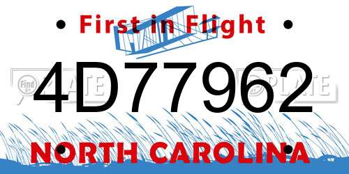 4D77962 North Carolina License Plate