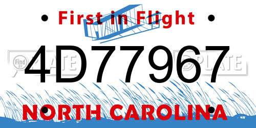 4D77967 North Carolina License Plate