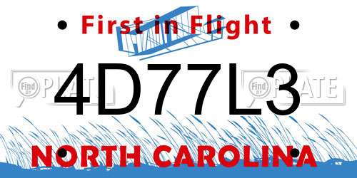 4D77L3 North Carolina License Plate