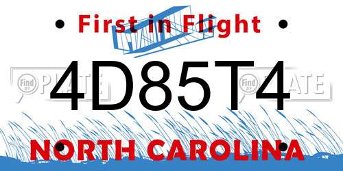 4D85T4 North Carolina License Plate