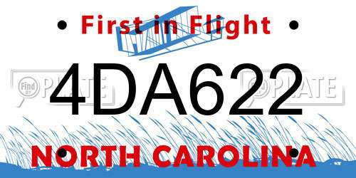 4DA622 North Carolina License Plate