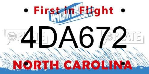 4DA672 North Carolina License Plate