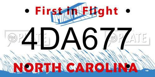 4DA677 North Carolina License Plate