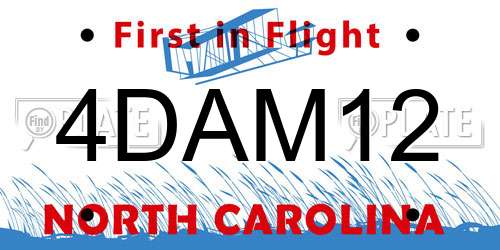 4DAM12 North Carolina License Plate