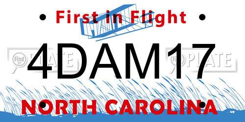 4DAM17 North Carolina License Plate