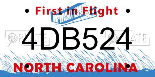 4DB524 North Carolina License Plate