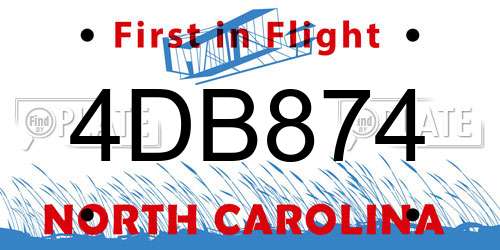 4DB874 North Carolina License Plate