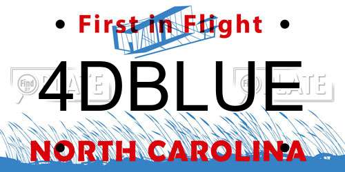 4DBLUE North Carolina License Plate
