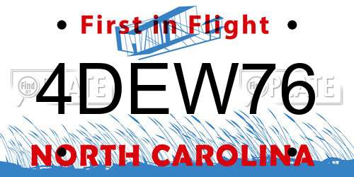 4DEW76 North Carolina License Plate