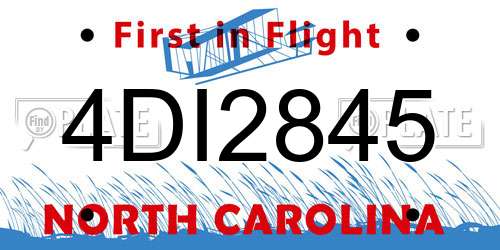 4DI2845 North Carolina License Plate
