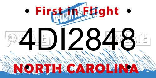 4DI2848 North Carolina License Plate