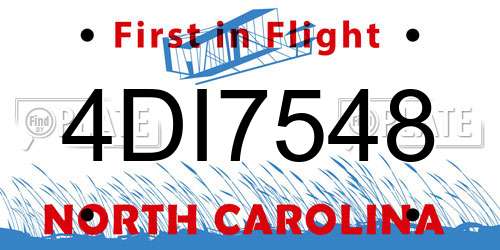 4DI7548 North Carolina License Plate