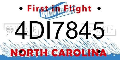 4DI7845 North Carolina License Plate