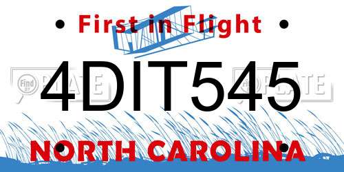 4DIT545 North Carolina License Plate