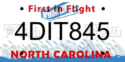 4DIT845 North Carolina License Plate