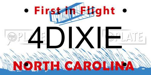 4DIXIE North Carolina License Plate