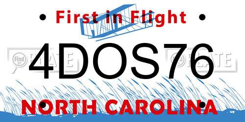 4DOS76 North Carolina License Plate