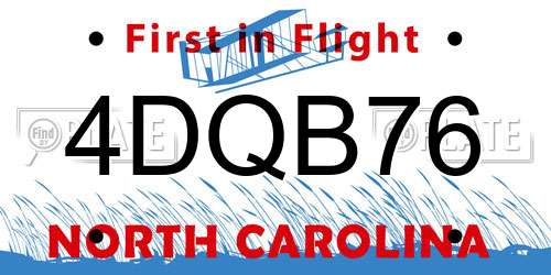 4DQB76 North Carolina License Plate