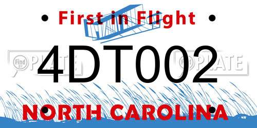 4DT002 North Carolina License Plate