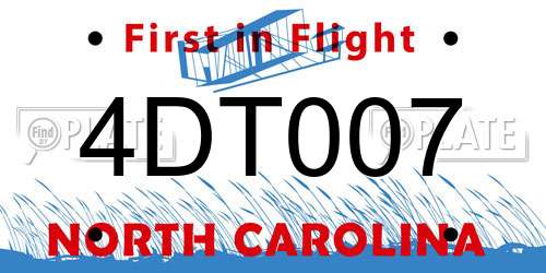 4DT007 North Carolina License Plate