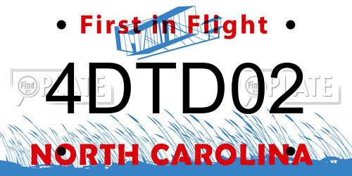 4DTD02 North Carolina License Plate