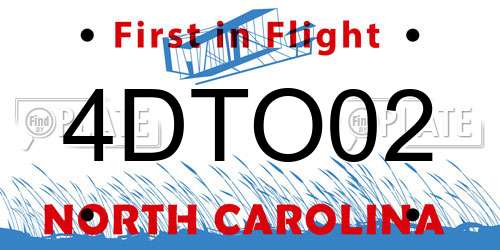 4DTO02 North Carolina License Plate