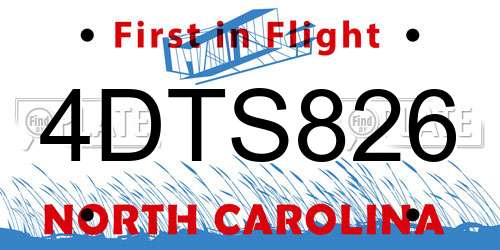 4DTS826 North Carolina License Plate