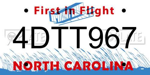 4DTT967 North Carolina License Plate