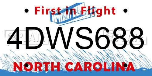 4DWS688 North Carolina License Plate