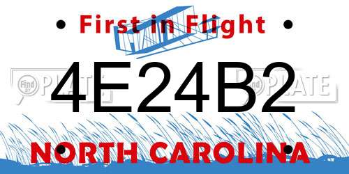 4E24B2 North Carolina License Plate