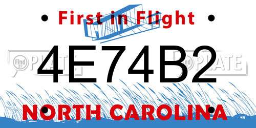 4E74B2 North Carolina License Plate