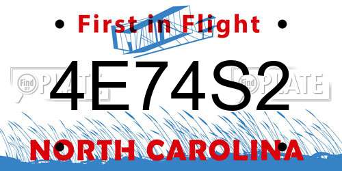 4E74S2 North Carolina License Plate