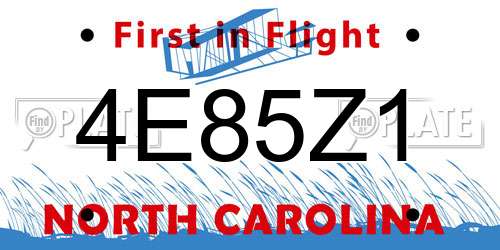 4E85Z1 North Carolina License Plate