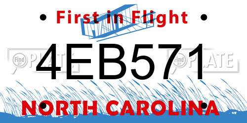 4EB571 North Carolina License Plate