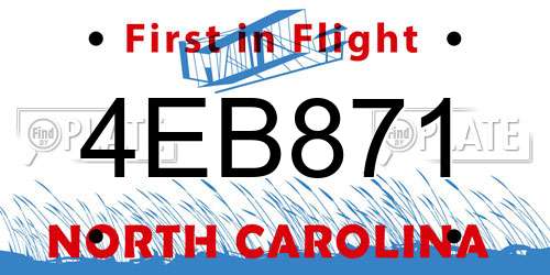 4EB871 North Carolina License Plate