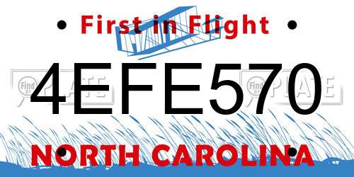 4EFE570 North Carolina License Plate