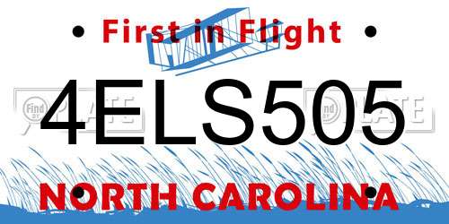 4ELS505 North Carolina License Plate