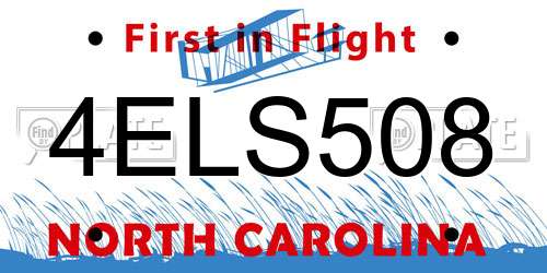 4ELS508 North Carolina License Plate