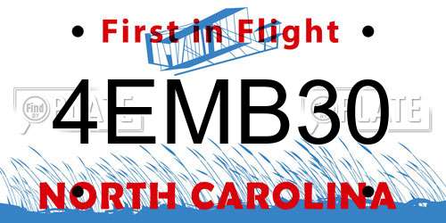 4EMB30 North Carolina License Plate