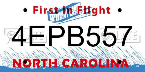 4EPB557 North Carolina License Plate