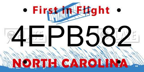 4EPB582 North Carolina License Plate