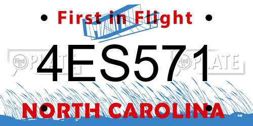 4ES571 North Carolina License Plate