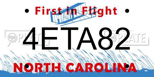 4ETA82 North Carolina License Plate