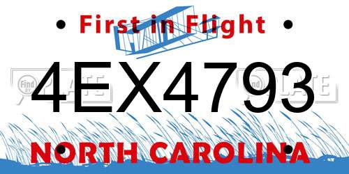 4EX4793 North Carolina License Plate