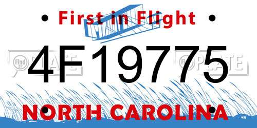 4F19775 North Carolina License Plate