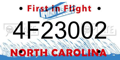 4F23002 North Carolina License Plate